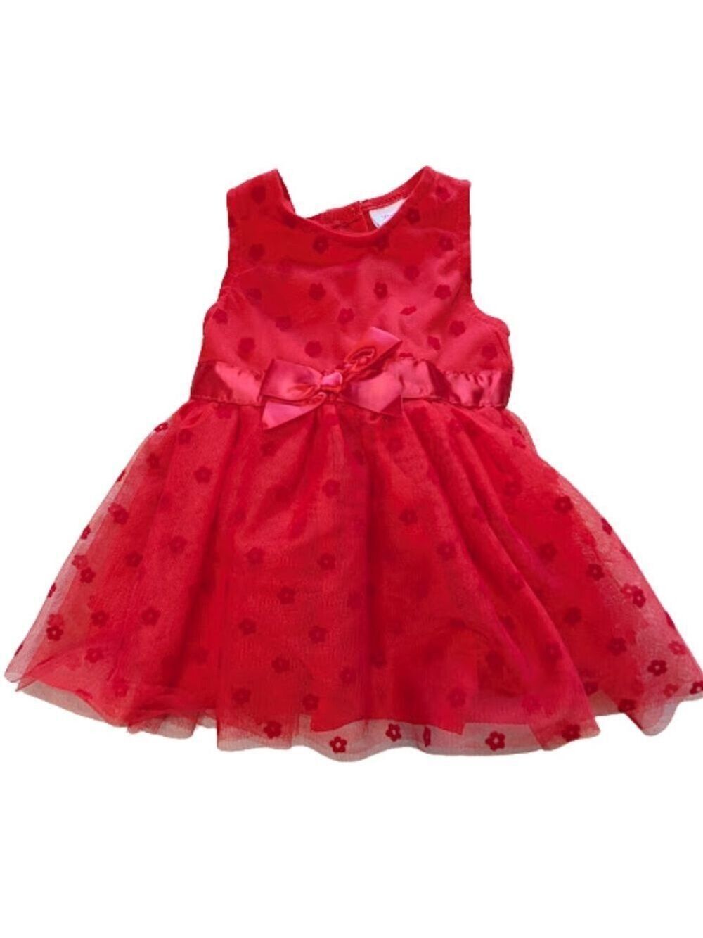 Little Lass Red Tulle Party Dress 3–6M | Holiday Baby Dress | Bow Detail